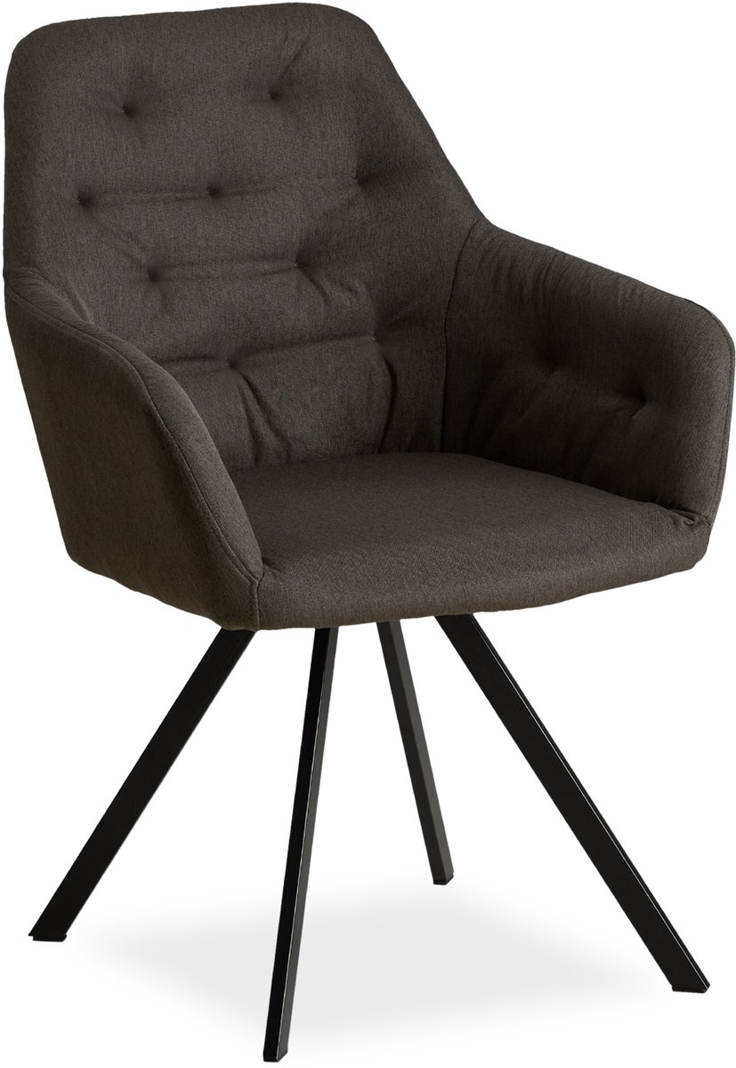 Homestyle4u Eetkamerstoelen van Linnen - met armleuningen - Antraciet
