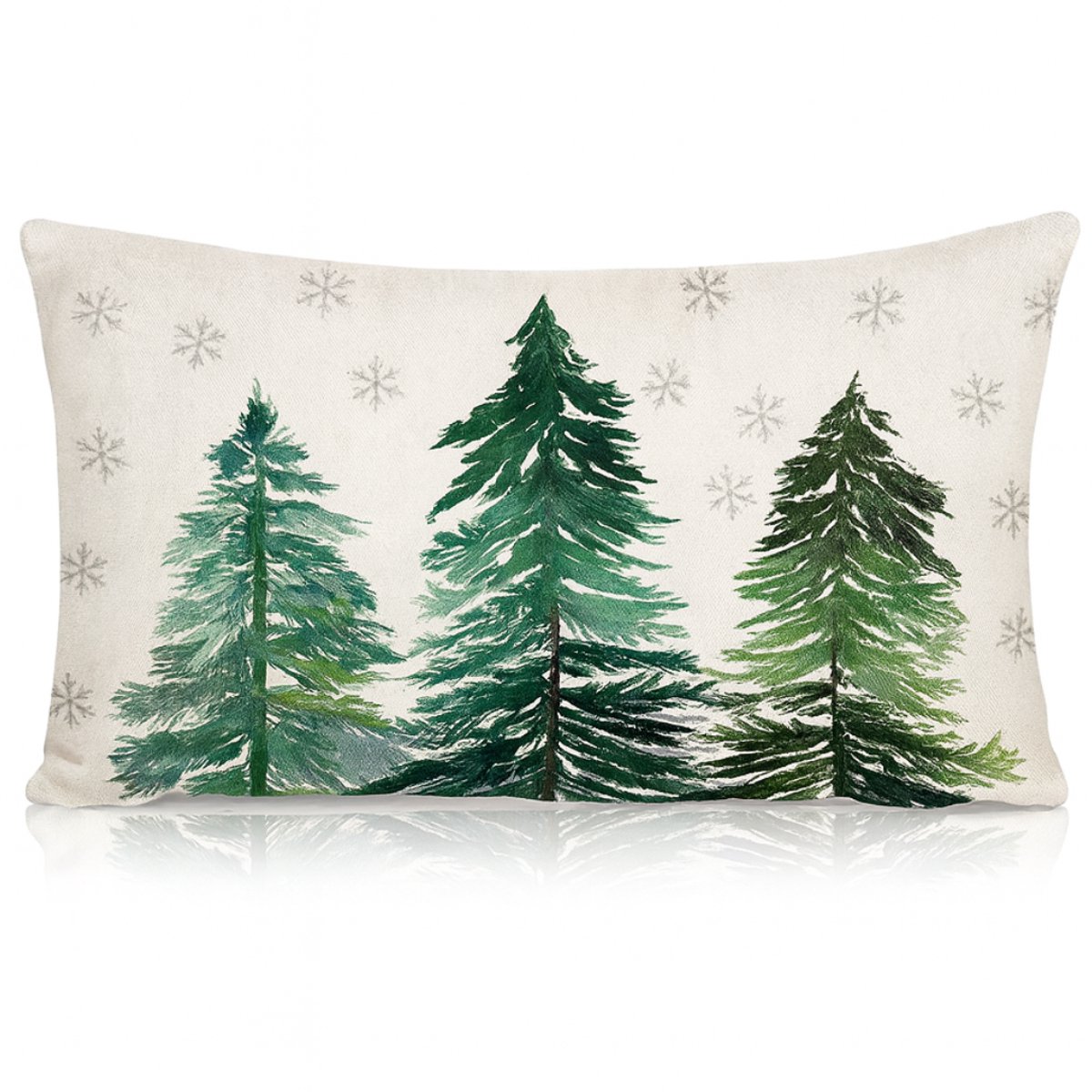Twenty4seven® Linnen Kussensloop 50x30 cm - Kussenhoes met Kerstbomen voor Langwerpig Kussen - Kerstdecoratie Kussenslopen voor Bank
