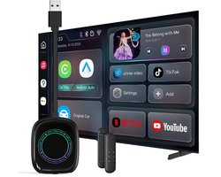 Wireless Carplay Video Box Universal Car - Stream Netflix - YouTube - Prime Video -TikTok of een andere app op het scherm van je auto Speel video af op het scherm van uw auto - Lees de beschrijving om te zien of het compatibel is met uw auto.