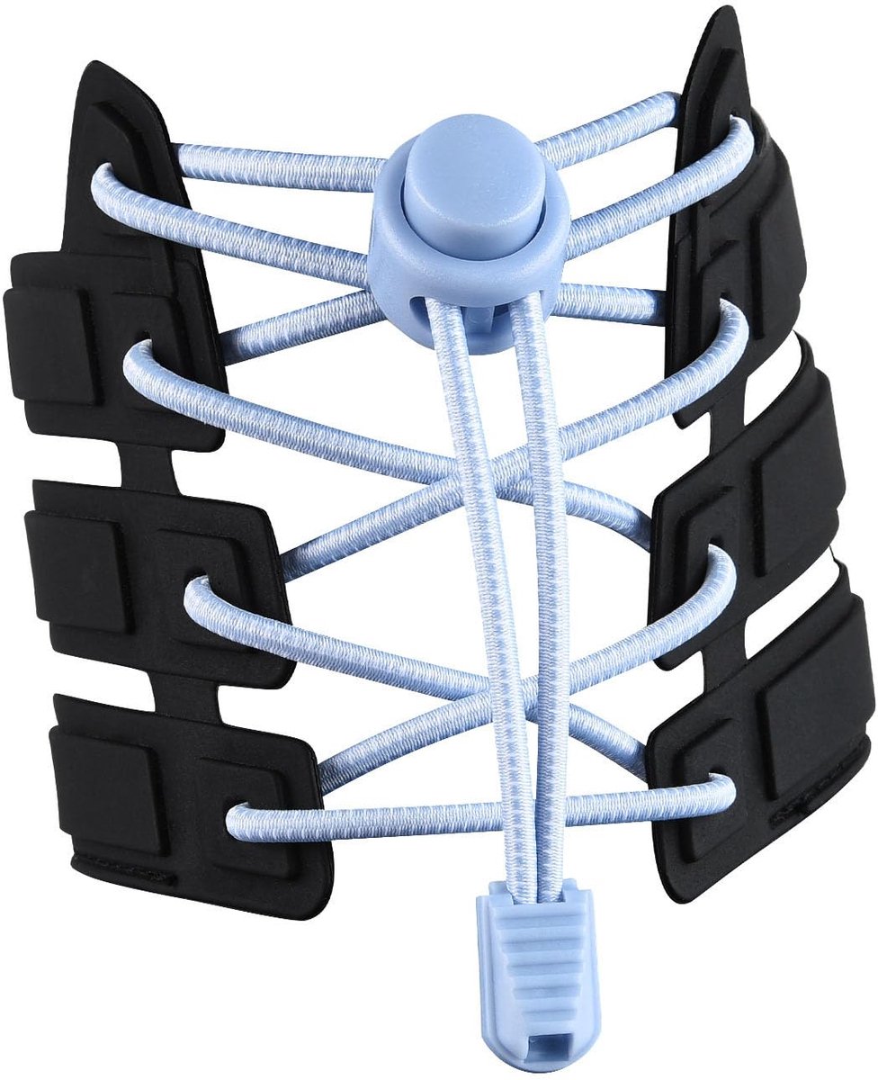 Sneaker Veters 120CM geschikt voor Sneakers - Elastische veters zonder strik - Geschikt voor studenten en volwassenen - Met sterke gesp en snelsluitfunctie (Lichtblauw)