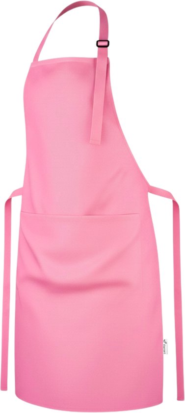 Viamart® - Professioneel Keukenschort - Kookschort - BBQ Schort - Schort - Horecakwaliteit - Verstelbare Gesp, Lange Koorden en 3 Praktische Grote Zakken - Unisex: Dames & Heren - Maat: One Size Fits All - Wasbaar op 60° - Roze