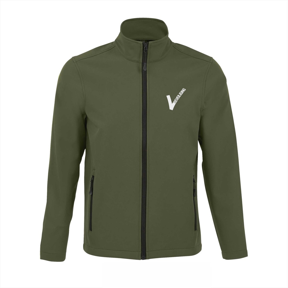 Security Softshell Jas met Beveiliging Logo – Waterafstotend – 2-Laags – Zonder Capuchon - Army - L