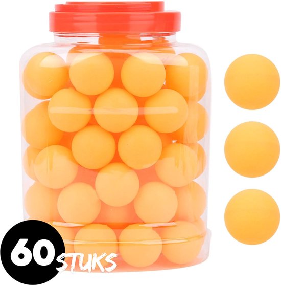 Set de 60 Balles de tennis de table orange - Boîte de rangement en plastique avec poignée - Couvercle à vis - Balles de ping-pong - Ensemble de Tennis de table - Balles de ping-pong résistantes pour une utilisation intérieure et extérieure