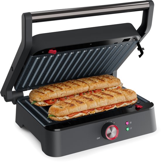 Princess Contactgrill - tosti apparaat - Grill 27,5x18cm - 117502 - 1800W - Uitklapbaar - Uitneembare PFAS-vrije platen - vaatwasserbestendig