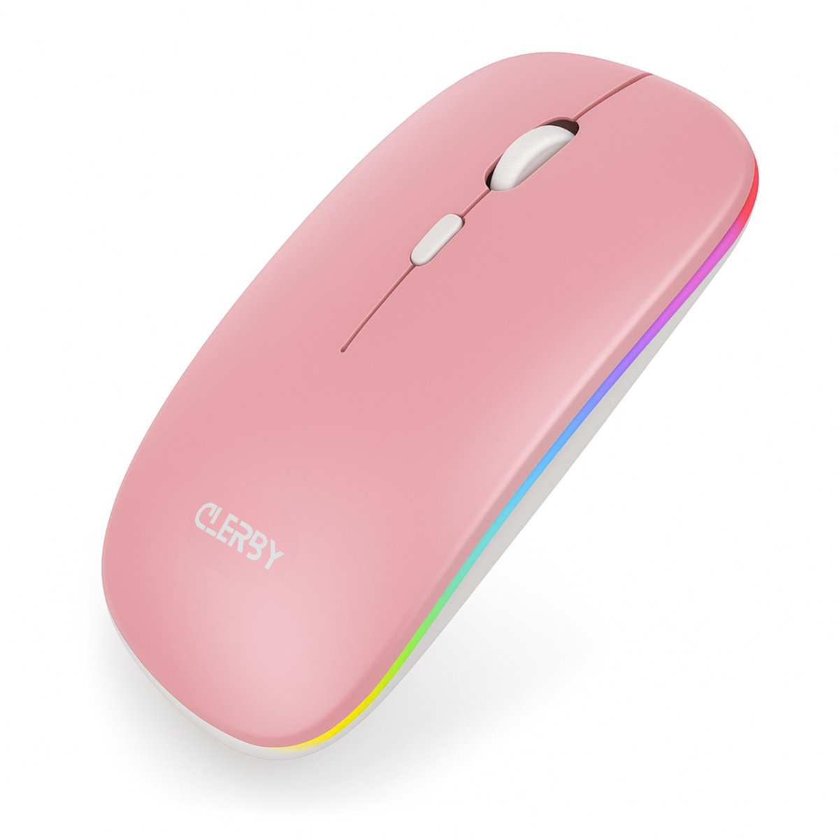 Clerby - Draadloze LED Muis - Stille klik - Bluetooth - Computermuis - Links & Rechtshandig - 7 kleuren - Roze