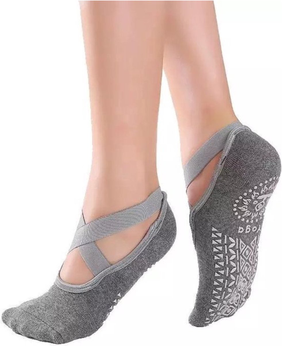 Knaak Yoga & Pilates Sokken Met Antislip - Ballerina Yoga - Dichte Tenen - Grijs - 1 Paar - One size