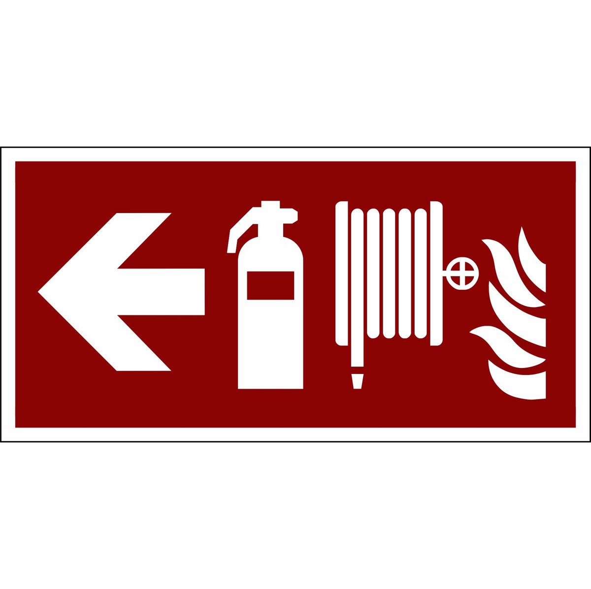 Brandblusser bord - brandslang links (gerecycled kunststof) bord 30x15 cm