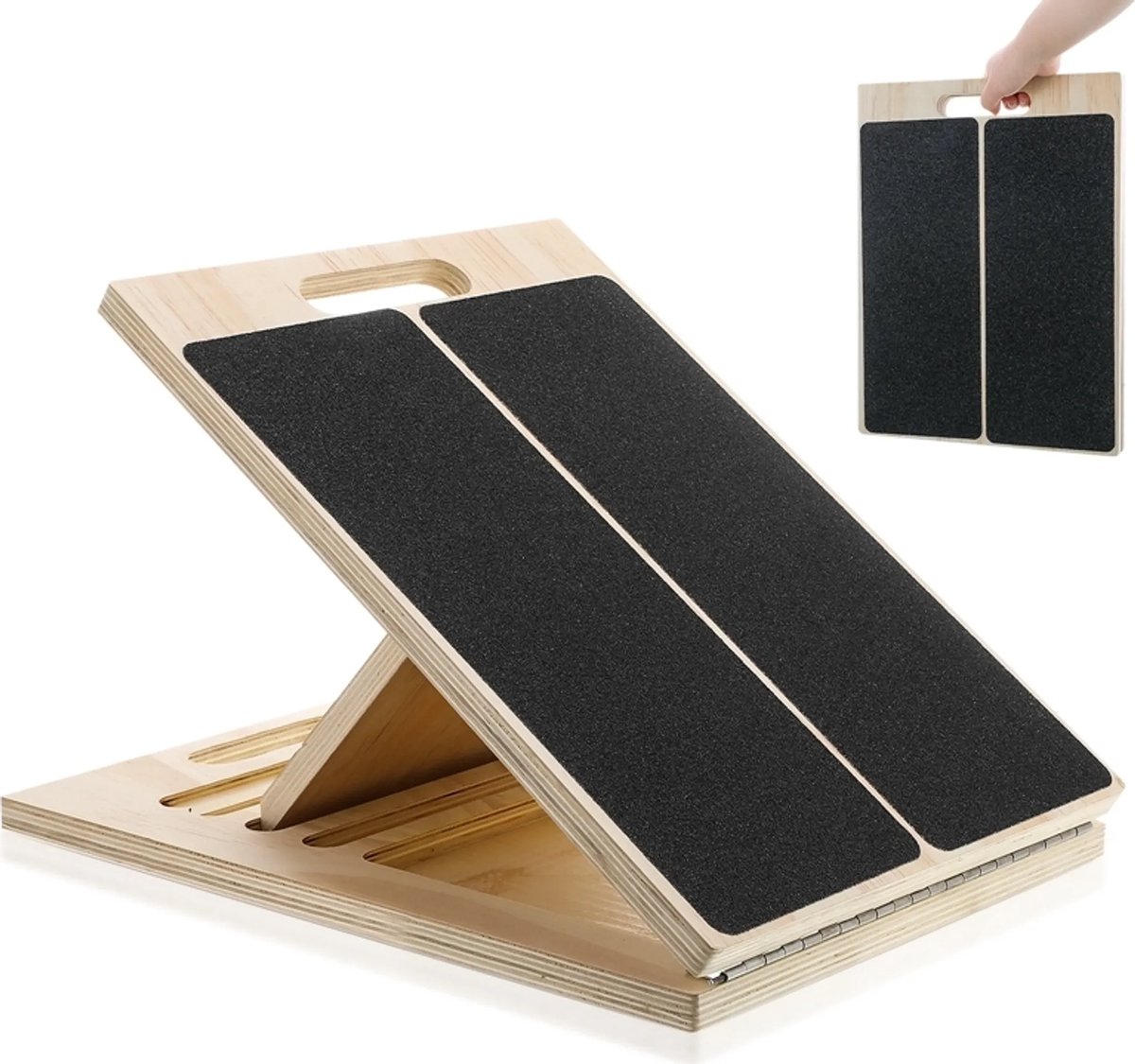 Houten kuitstrekker, hellend bord, kuittrainer, kuitstrekker geschikt voor alle leeftijden, hellend kuitbord