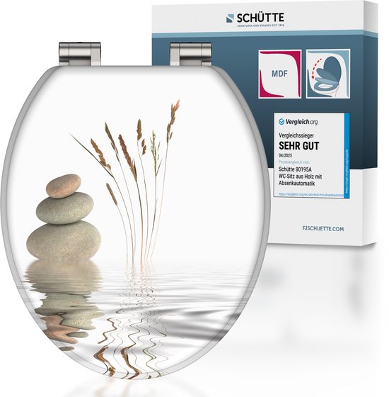 SCHÜTTE WC-Bril 80122 BALANCE - MDF-Hout - Soft Close - Verchroomde Scharnieren - Belastbaar tot 175 kg - Decor - 3-zijdige Print