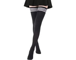 Dames overknee sokken - krijtstreep kousen - extra lange casual overknee sokken - klassieke en stijlvolle overknee sokken - dames stretch kousen - sportsokken - geschikt voor dagelijks gebruik - zwart