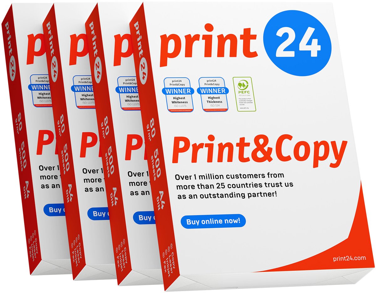 print24 Printerpapier kopieerpapier 2000 vellen 4 x 500 A4 80g premium wit testwinnaar PEFC