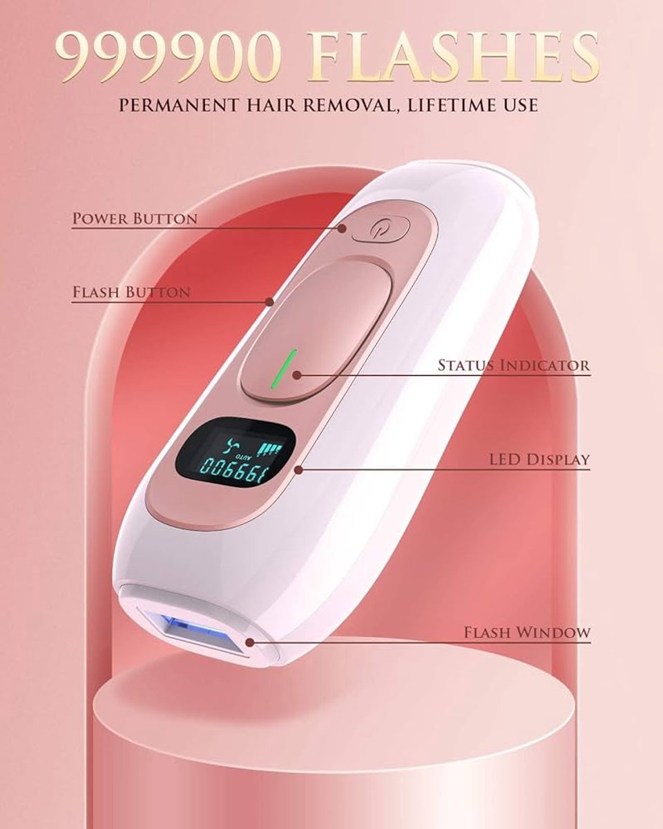 Laser ontharing voor vrouwen en mannen Permanent IPL ontharingsapparaat geüpgraded naar 999.900 flitsen Pijnloos voor gezicht, benen, armen, bikinilijn en gebruik voor het hele lichaam thumbnail 6