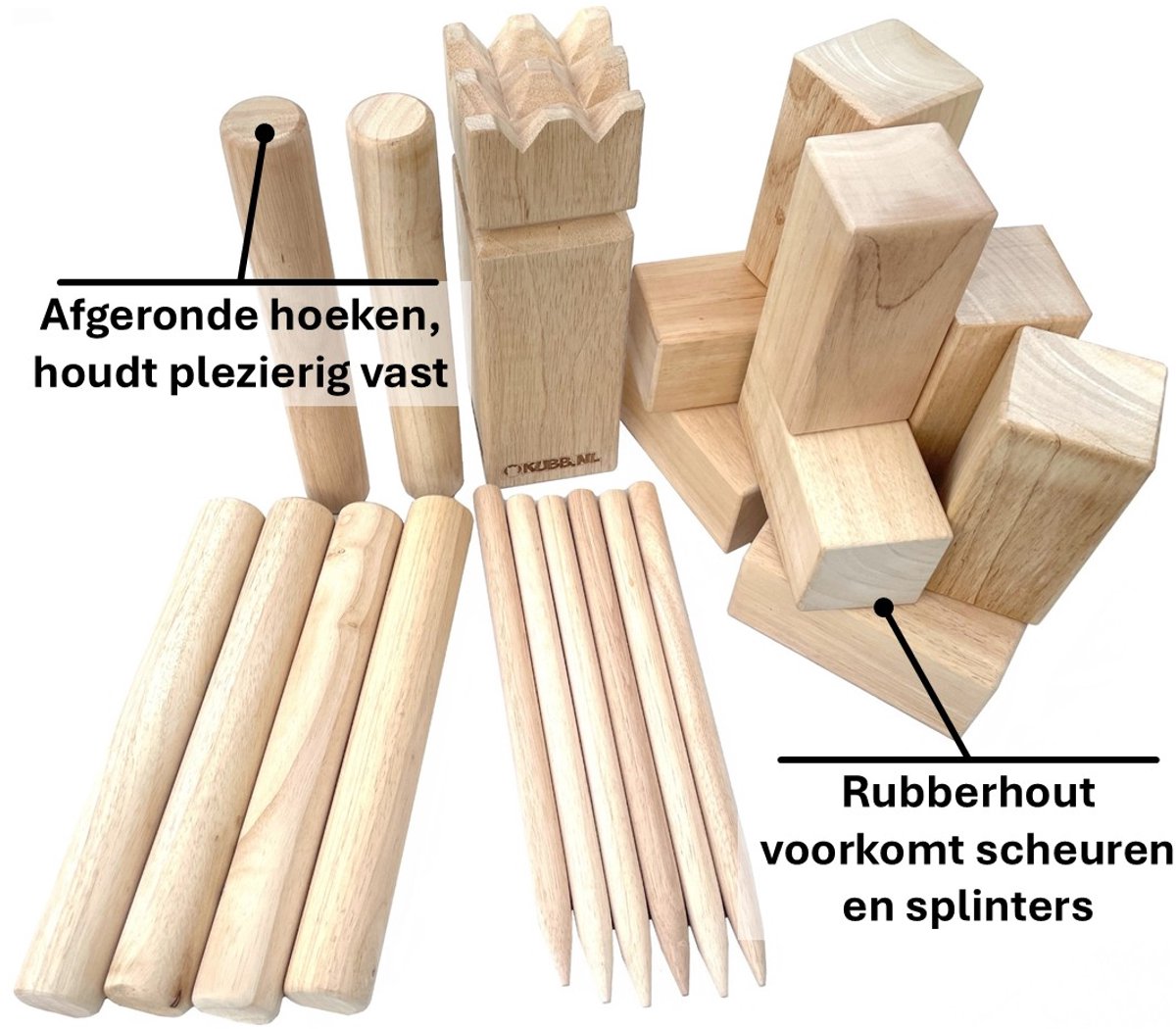 Kubb Spel Original Rubberhout - Wedstrijd set - Inclusief Stevige Draagtas - Familiespel voor Kinderen & Volwassenen - Zweeds zomerspel — afbeelding 8