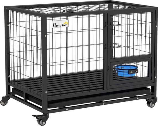 Cage pour chien PawHut - Acier - 92 x 62 x 73 cm - Zwart