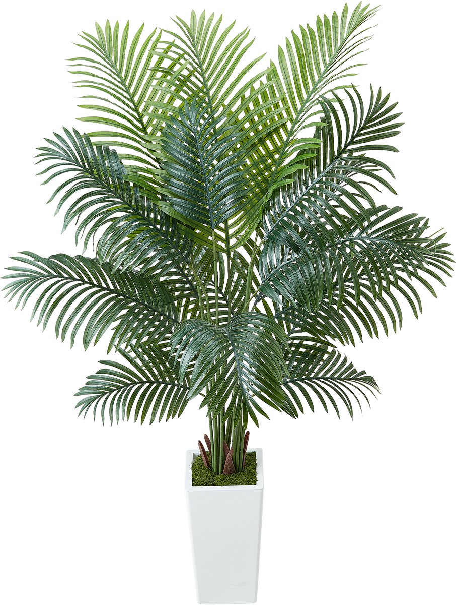 Vevor Kunstmatige Areca Palm 1,8m Kunstpalm met Witte Pot Kunstplant groen