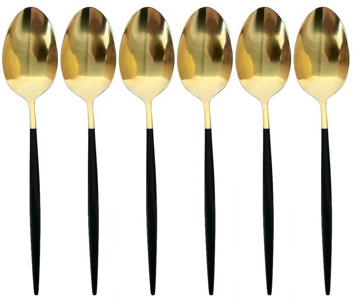 Kadirelli Tafellepel - Set van 12 - RVS lepels - Soeplepels - Goud/Zwart