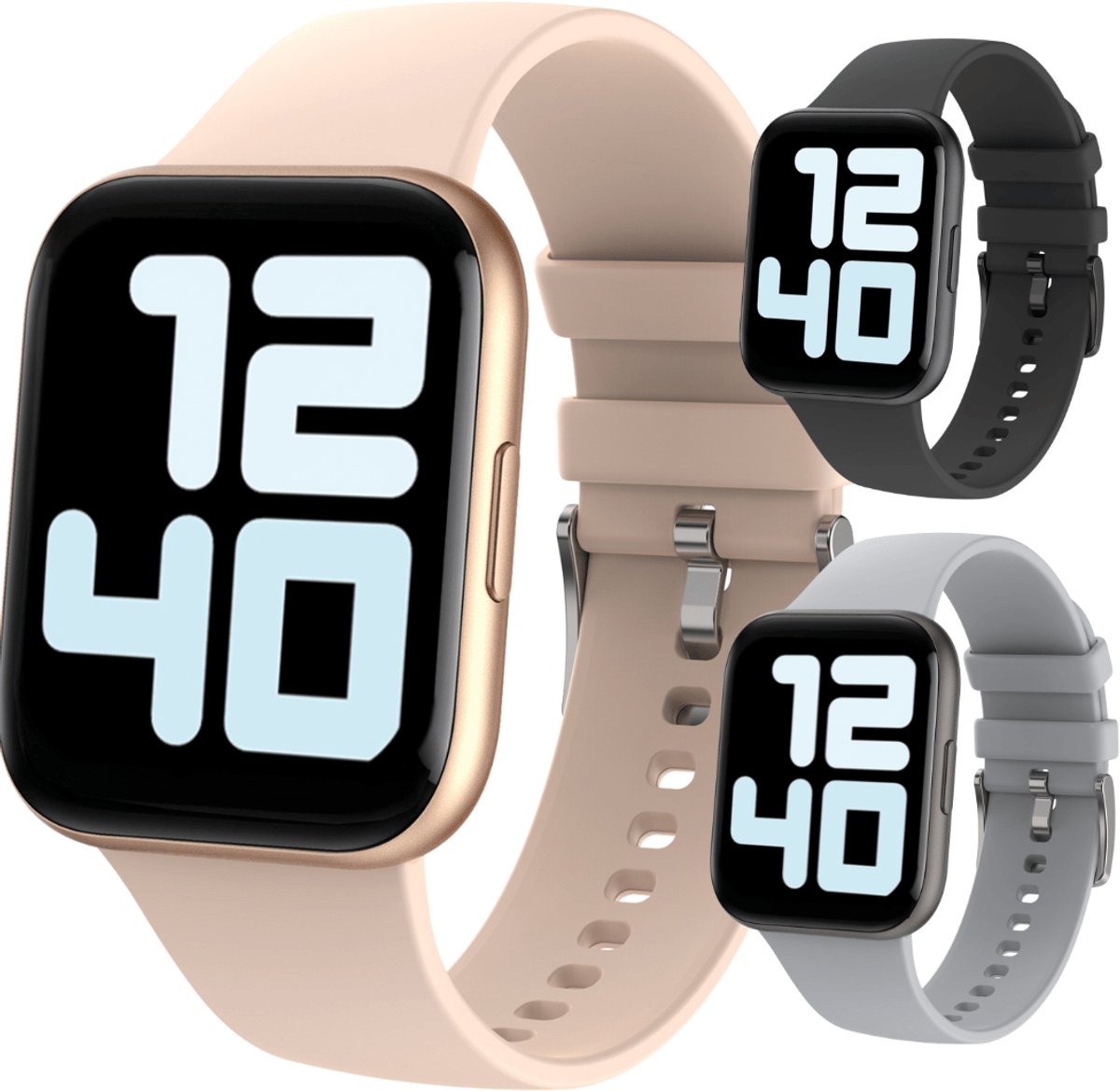 Cinturio SQ1 Gold - Smartwatch voor heren en dames - Sporthorloge- lichtgewicht - super dun - Roze Goud