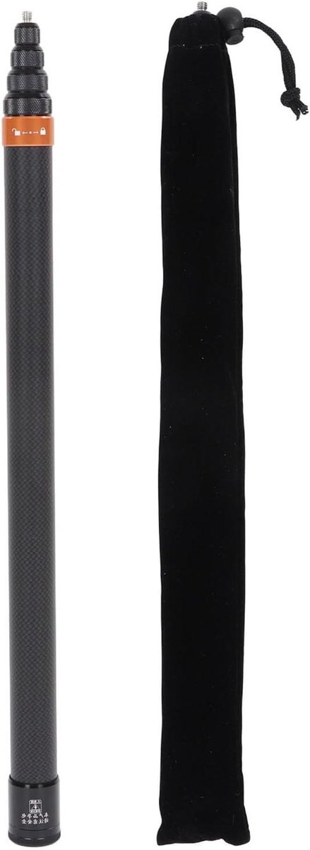 Green Glow - Telescopische Selfie Stick voor Bewegingscamera - Opschroefbaar - Koolstofvezel - Panoramisch - Geschikt voor Insta 360x3, One Rs, Go 2, One X2