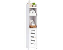 Lomera Badkamerkastje Mdf - Smal Opbergkastje - 80 Cm Hoog - Wit Badkamermeubel - Toilet Of Badkamer - Vrijstaand Kastje - Compacte Opbergoplossing - Badkamer Opbergkast - Lichtgewicht Kast - Ruimtebesparend Ontwerp