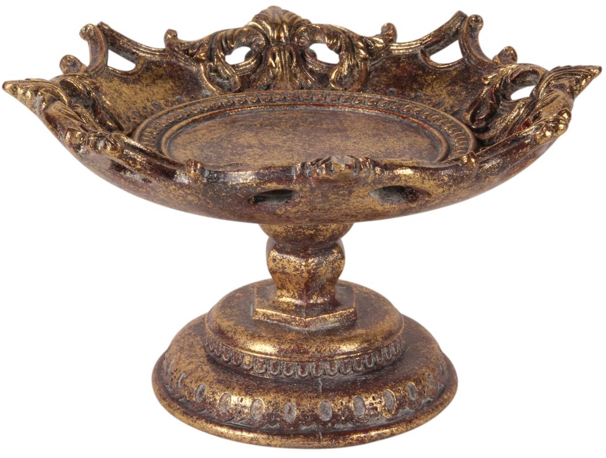 Baroque - Dienblad - Plateau op Voet 11,5 cm - Goud - Resin - 11.5x19.5x19.5 - Polyresin