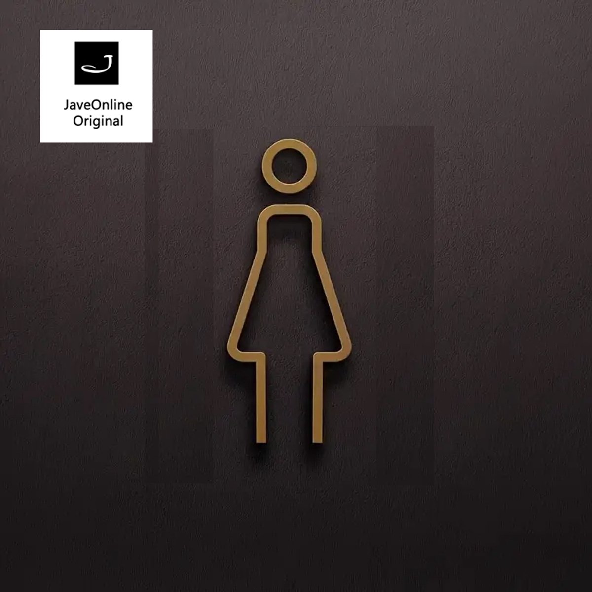 Pictogram kleedkamer of toilet - VROUW 3D - - Strak goudkleur - Hoogwaardig Acryl bord - Zelfklevend - Pictogram - Deurbord - Dames kleedkamer of toilet