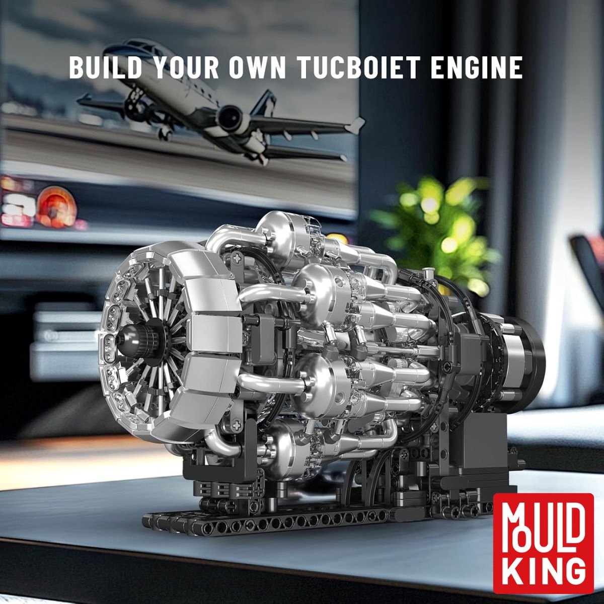 Mould King 10216 Icons Turbojet Vliegtuig motor bouwset | Speed champions modelbouw | Classic creator bouwpakket geschikt voor Lego | Technische educatief speelgoed ideas voor expert volwassenen & kinderen | Bouwdoos met 1214 bouwstenen — afbeelding 2