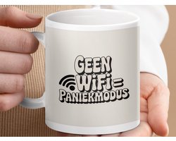 Mok Geen WiFi Paniekmodus, Grappige Nerd Gadget Mok, Retro Design Mok Cadeau voor Technologie Liefhebbers, Nieuwigheid Geek Mok