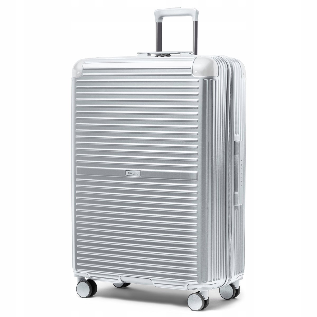Grote zilveren PUCCINI Dallas-koffer 79 cm - polycarbonaat met TSA-sleuf