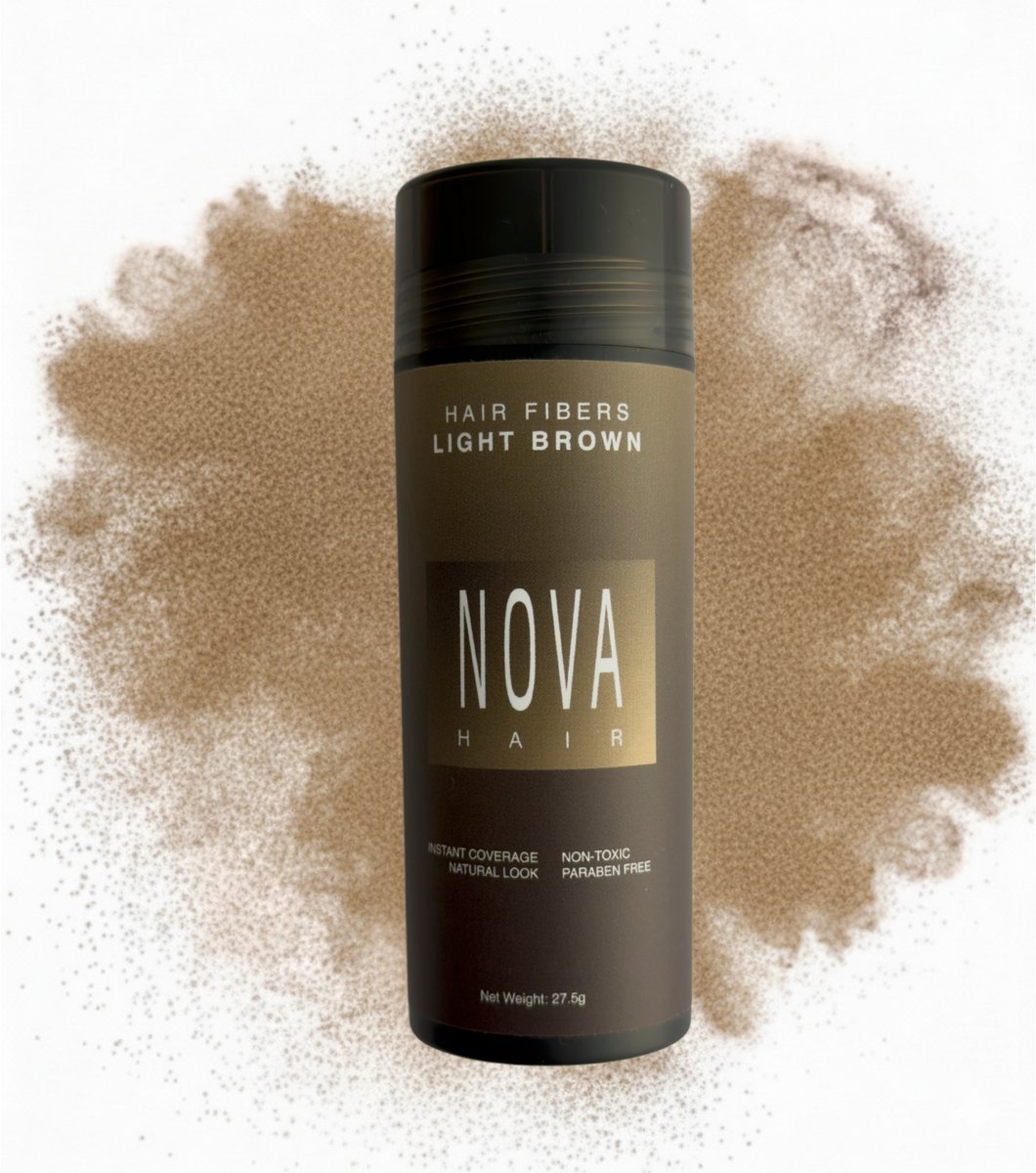 Nova Hair - Keratine Hair Fiber - Light Brown - Direct Voller en Dikker Haar - Hair Fiber Poeder - 27.5g