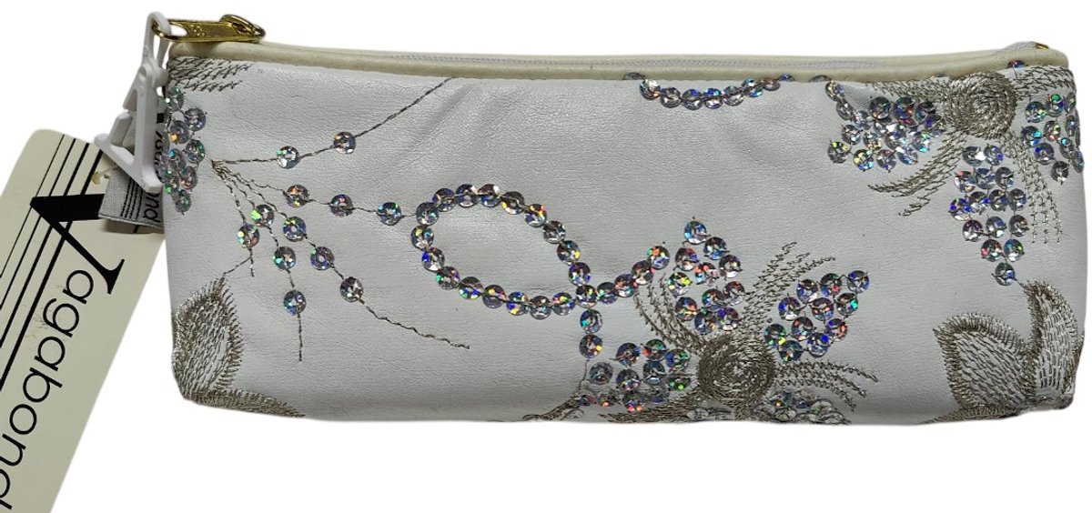 Vagabond - Pencil case-/Make-up tasje - "Diva White"- afmeting 22 x 5 x 7 cm.