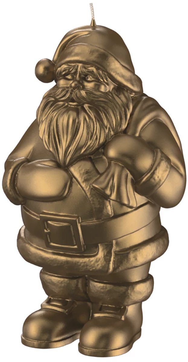 Engels Kerzen Classic kaars kerstman 12x11.5cm H20cm goud metallic