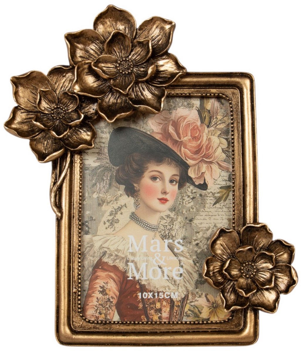 Mars & More Fotolijst rechthoek bloemen goud 18x3,2x22cm