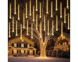 Rosnek LED Kerstverlichting Meteoorregen - 8 Buizen van 50cm - 288 LEDs - 4 M - Vallende Sterren Effect - Warm Wit - Koppelbaar - Verlichting voor Buiten en Kerstversiering