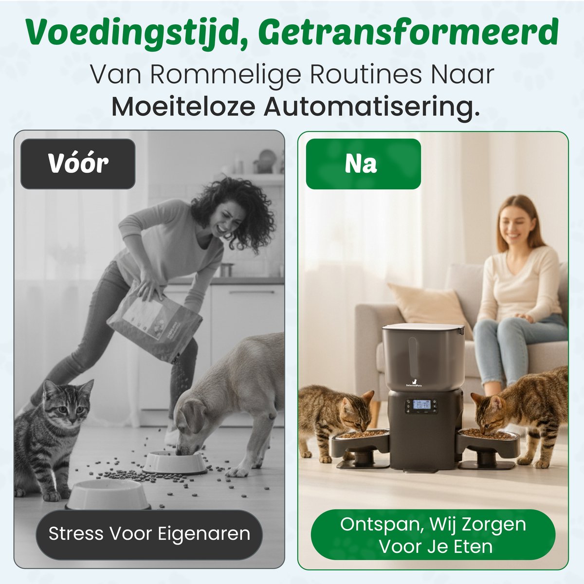 SelectedPets Automatische voerbak kat met dubbele kom - Handmatig in te stellen - Zwart thumbnail 4