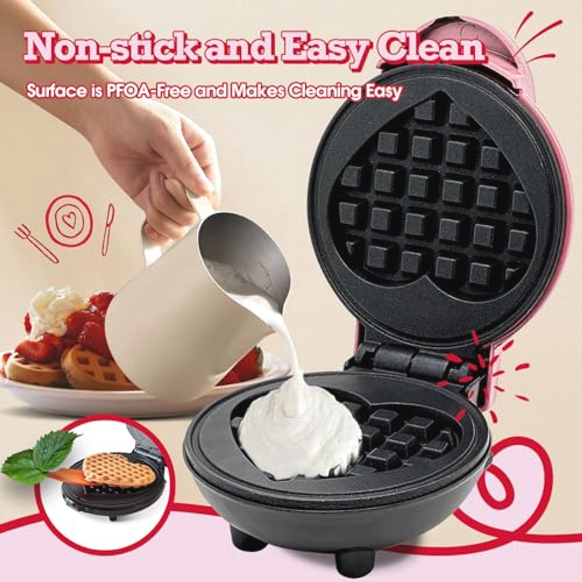 Mini Wafelplaat voor Perfecte Wafels Thuis — cadeau in Kookcadeaus - foto 6