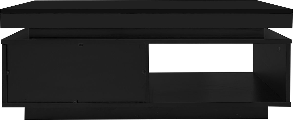 MODFU Moderne hoge glans salontafel 100x50x40,3 cm met LED-verlichting, lade en 50 kg draagvermogen, elegant design Zwart