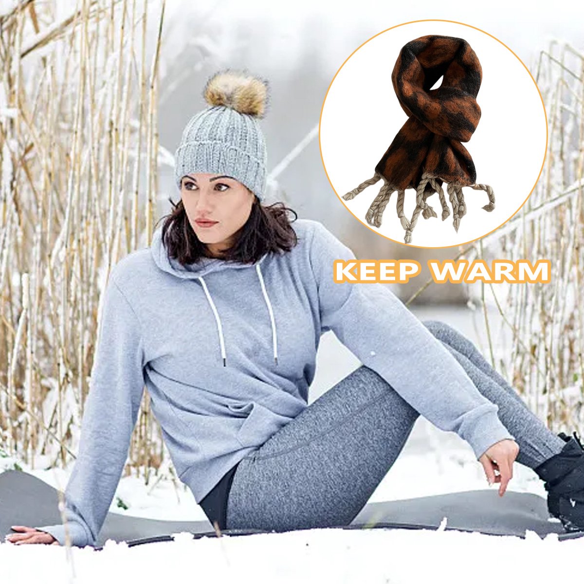 Winter Sjaal Dames - Geelbruin - Dames - Dagelijks, Werk & Buiten - Cadeau