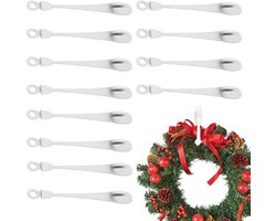 PULUZ Kerstkrans Deurhaken - 12-delige Kerstdecoratieve Hakenset | Geschikt voor schouwen, trapleuningen, kledingkasten in vakantieappartementen en boomtakken (wit)