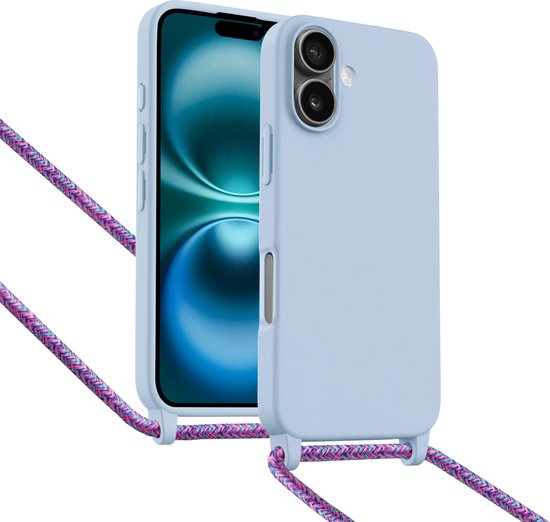 Étui ShieldCase avec cordon téléphonique (violet) compatible avec iPhone 16 - Housse téléphonique avec cordon - Étui de protection - Housse fine