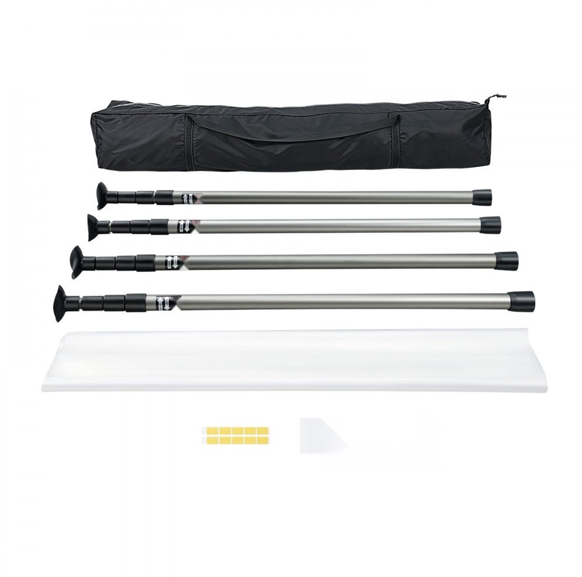 Stofscherm - Stofwand Set - Set Van 4 Telescopische Palen - Hoogte Verstelbaar Tot 3 m - Inclusief 10 x 4 m Plastic Folie - Met Draagtas - Voor Renovatie & Schilderwerk