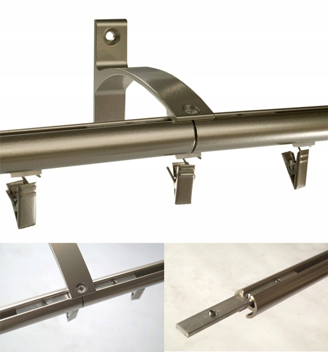 Aluminium Dubbele Gordijnrail 19mm 140cm Wit
