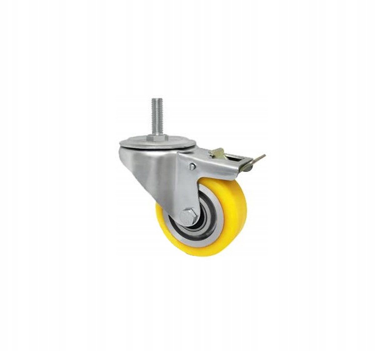 Aluminium-polyurethaan wiel met rem, Ø80mm, zwenkbaar