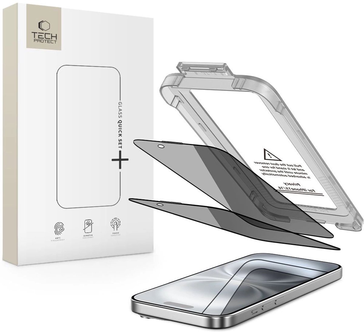 Tech-Protect Privacy Glass Snelle Instelling Spy+ Voor Iphone 15 16 2-Pack