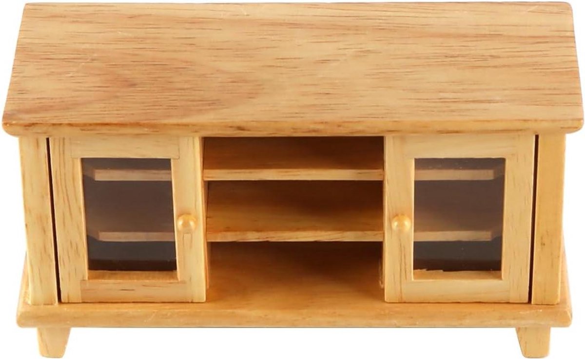 EGoods - Houten Poppenhuis TV Kast Set 1:12 Miniatuur Woonkamer Meubels Decoratie Accessoires