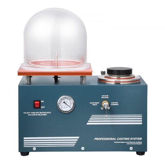 Vacuümgietmachine - Sieraden Gietapparaat - Capaciteit 400 ml - Vacuümpomp 3 CFM - Precisie Manometer - Vermogen 290 W - Werkvlak 28 x 28 cm - Met vacuümklok van Merkloos — afbeelding 4