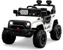 HOERFURIY-Elektrische kinderauto-Elektrische auto voor kinderen, 12 V Auto met veerophanging, ledverlichting, Bluetooth, 2 snelheden voor kinderen van 3 tot 8 jaar, wit