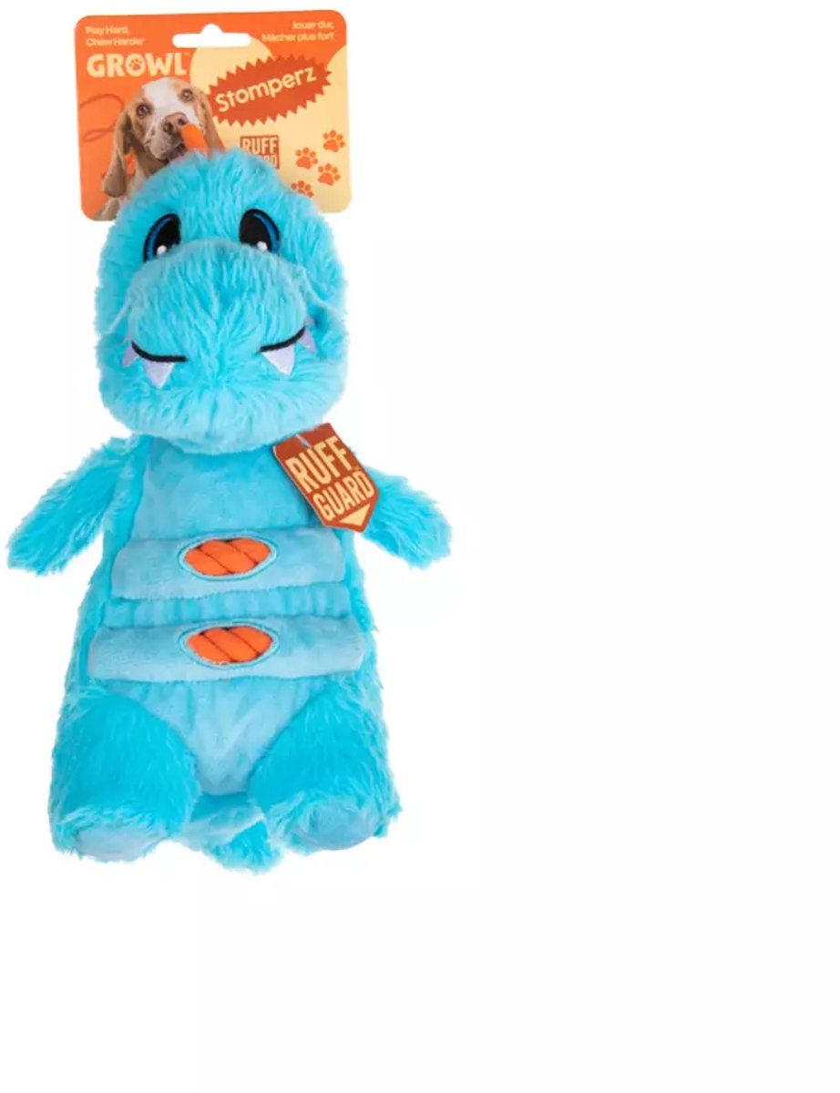 Growl Stomperz Hondenspeeltje met Pieper - Hondenknuffel - Kauwspeelgoed en Trektouw voor Alle Honden - Blauw