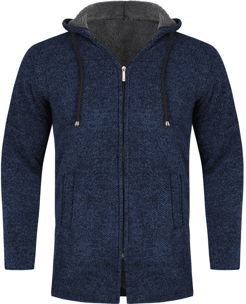 Allthemen Heren Trui Capuchon en Gevoerd Outdoorvest Blauwgrijs