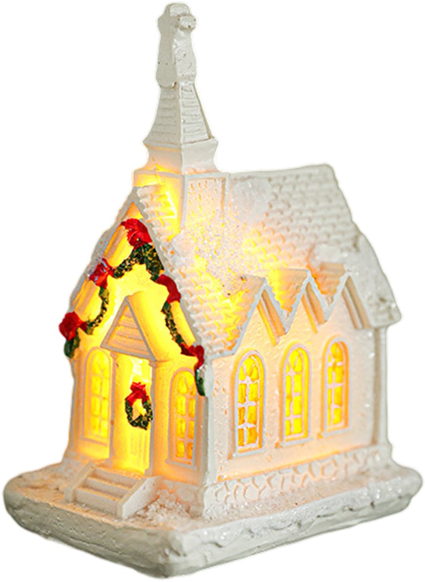 Mmgoqqt 1 Stuk Kersthuisjes - Gloeiend Kersthuis Hars Figuur - Kleurrijk - Verlichting Decoratie Collectie Slaapkamer Boekenplank