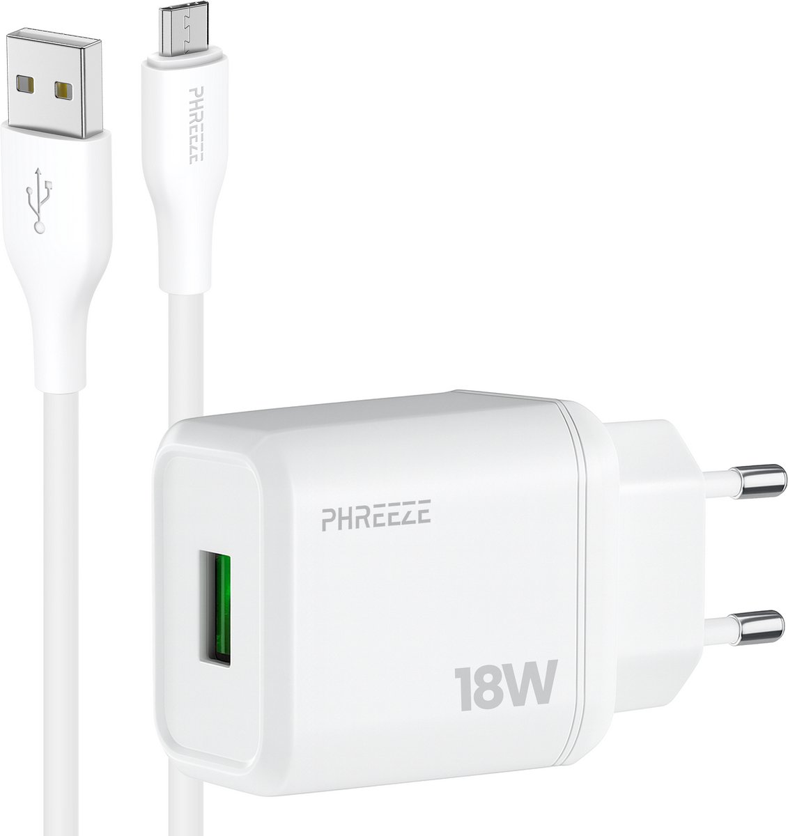 Phreeze usb adapter 5 V 3 A - Usb A naar micro usb kabel 1 meter - Oplader voor draadloze toetsenbord muis e reader headset en controller
